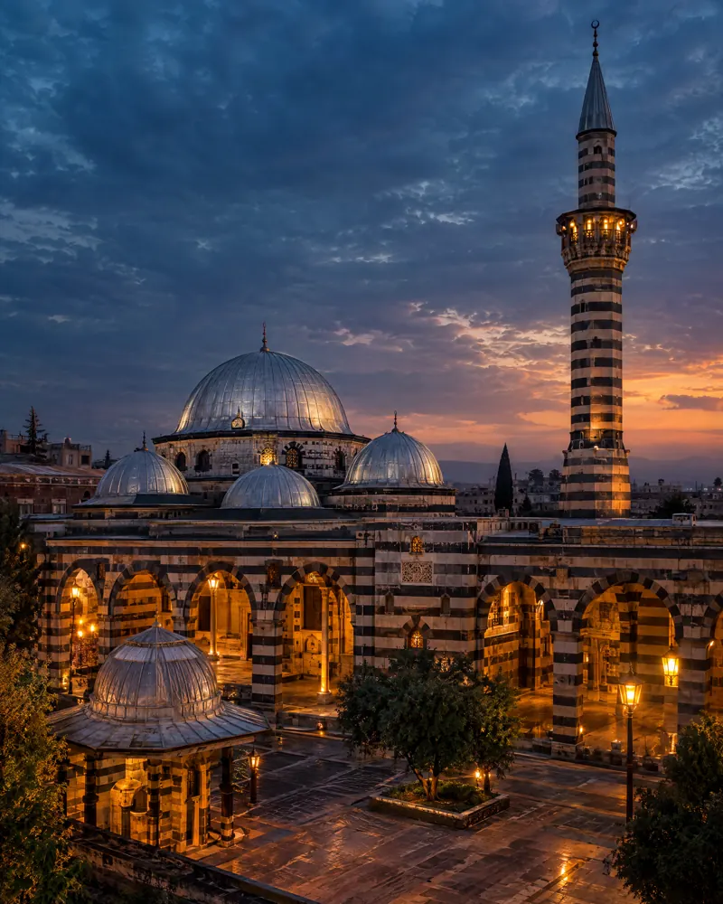 Khalid ibn al-Walid Mosque, Homs, at dusk